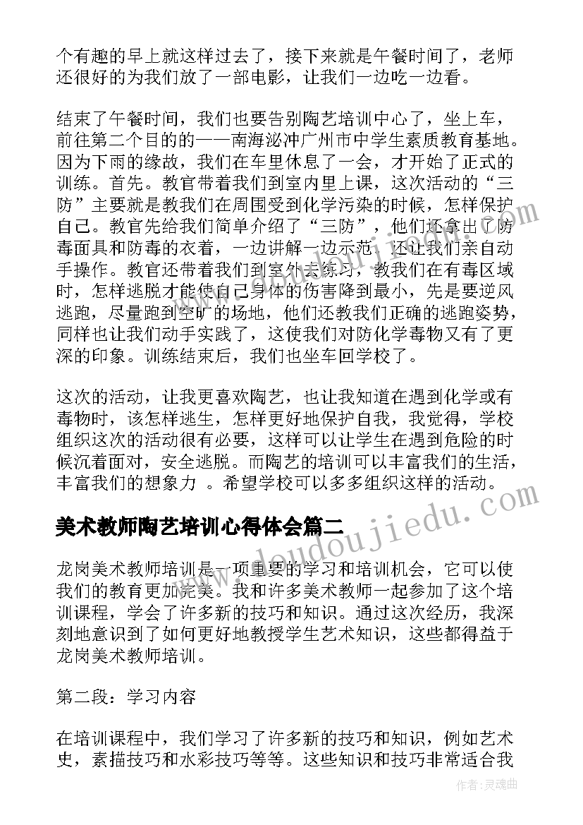 美术教师陶艺培训心得体会(模板8篇)