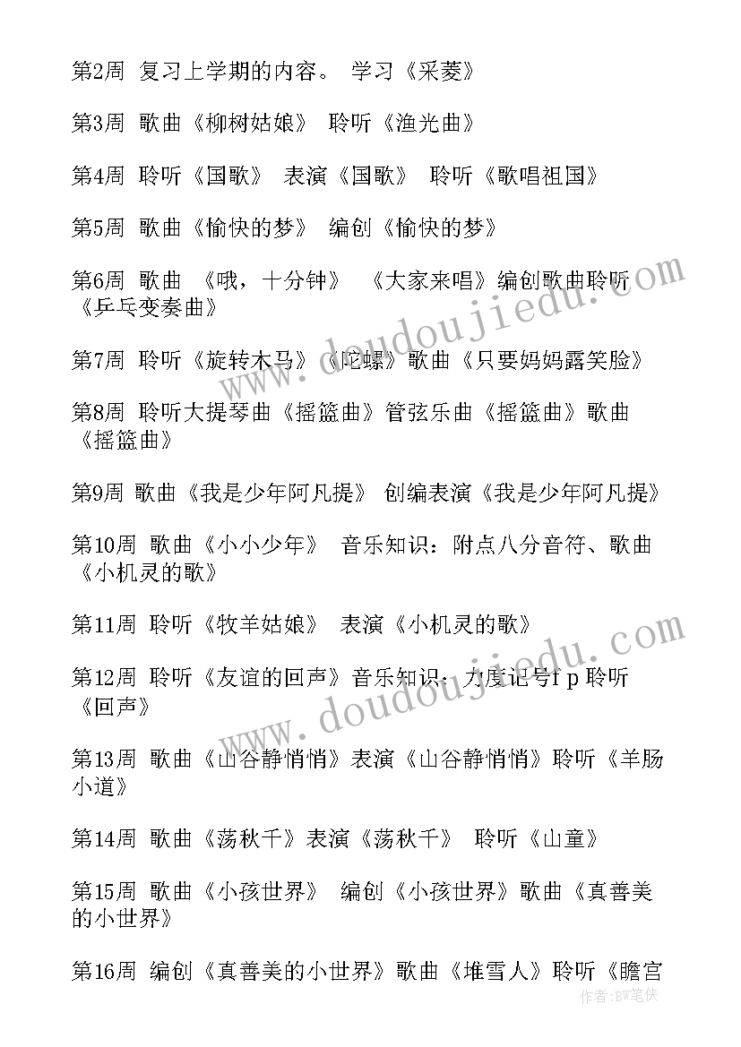 最新人教版四年级音乐教学计划(模板5篇)