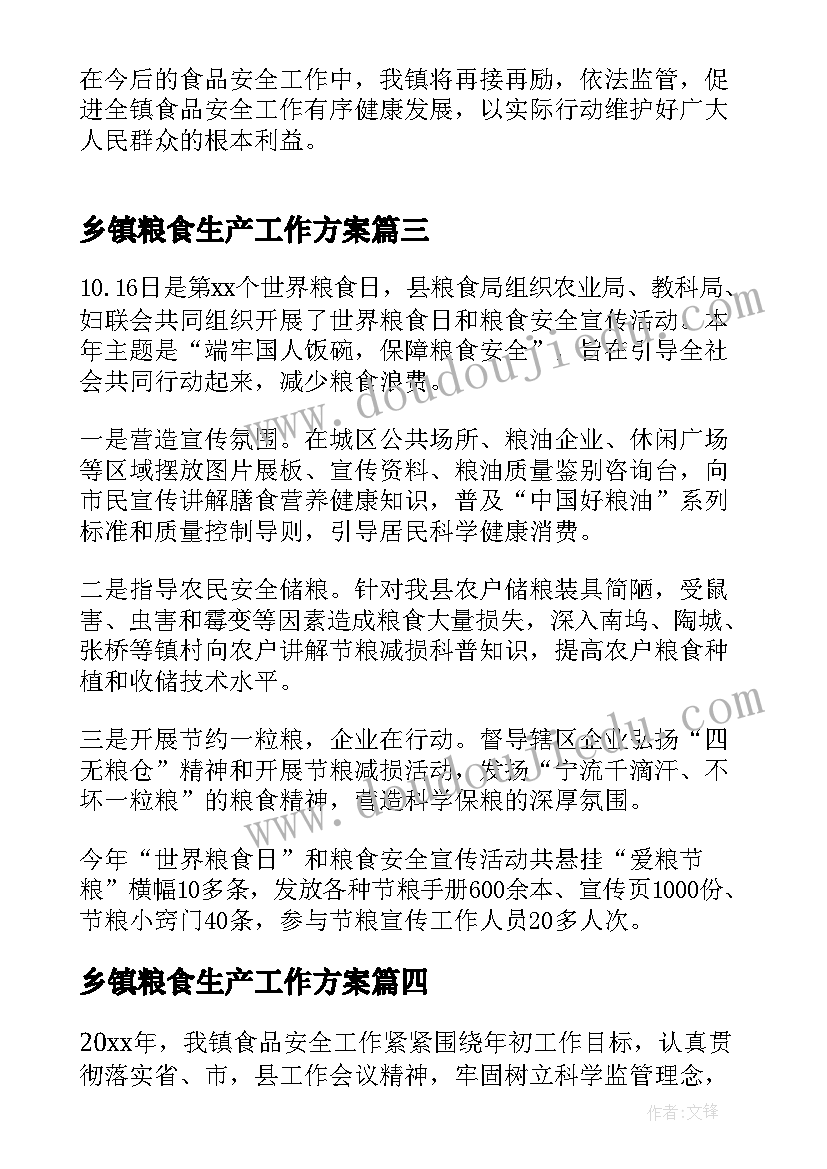 乡镇粮食生产工作方案 村级粮食安全工作总结(精选5篇)