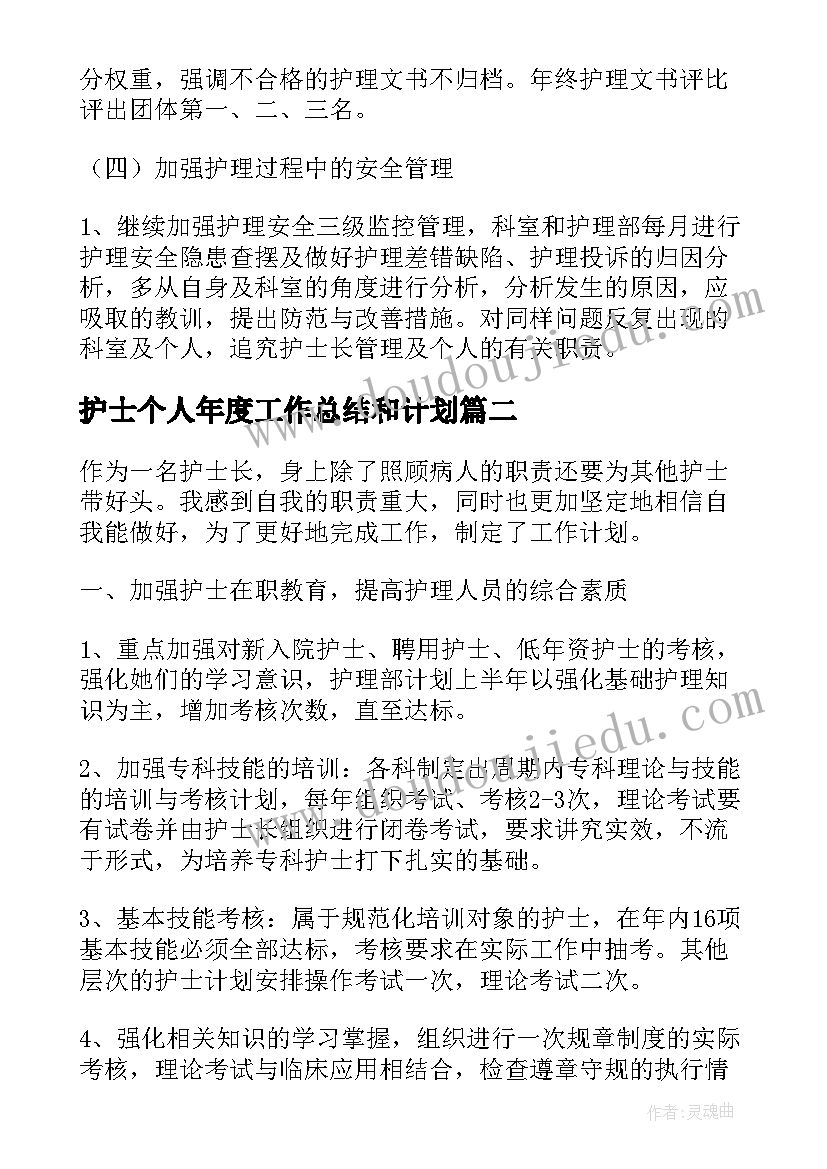 2023年护士个人年度工作总结和计划(大全5篇)