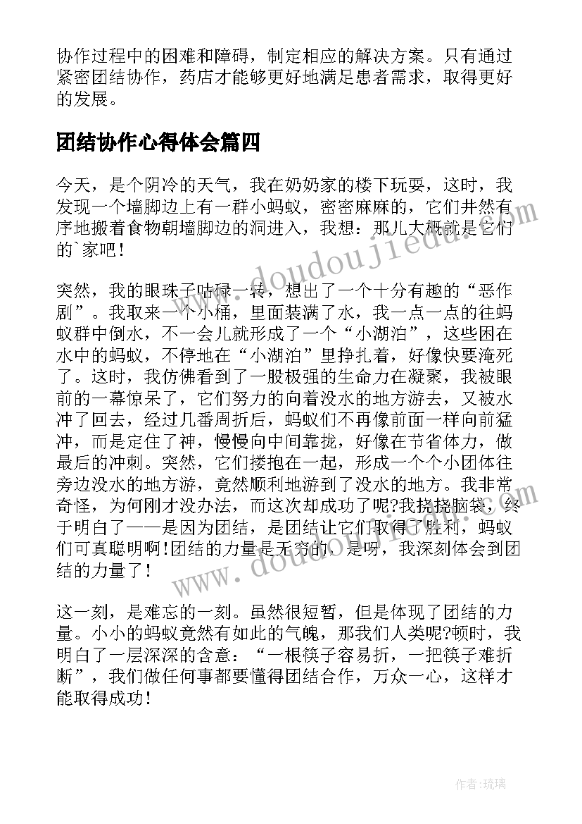 团结协作心得体会(优秀5篇)