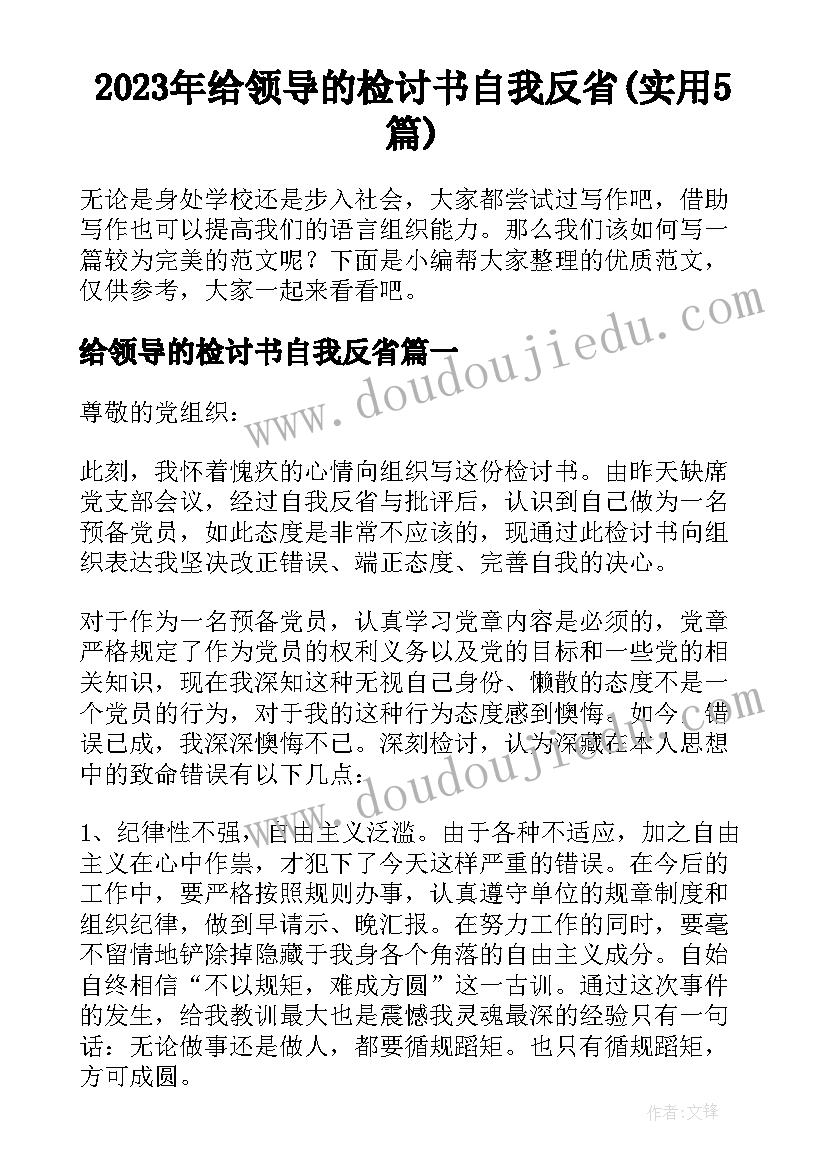 2023年给领导的检讨书自我反省(实用5篇)