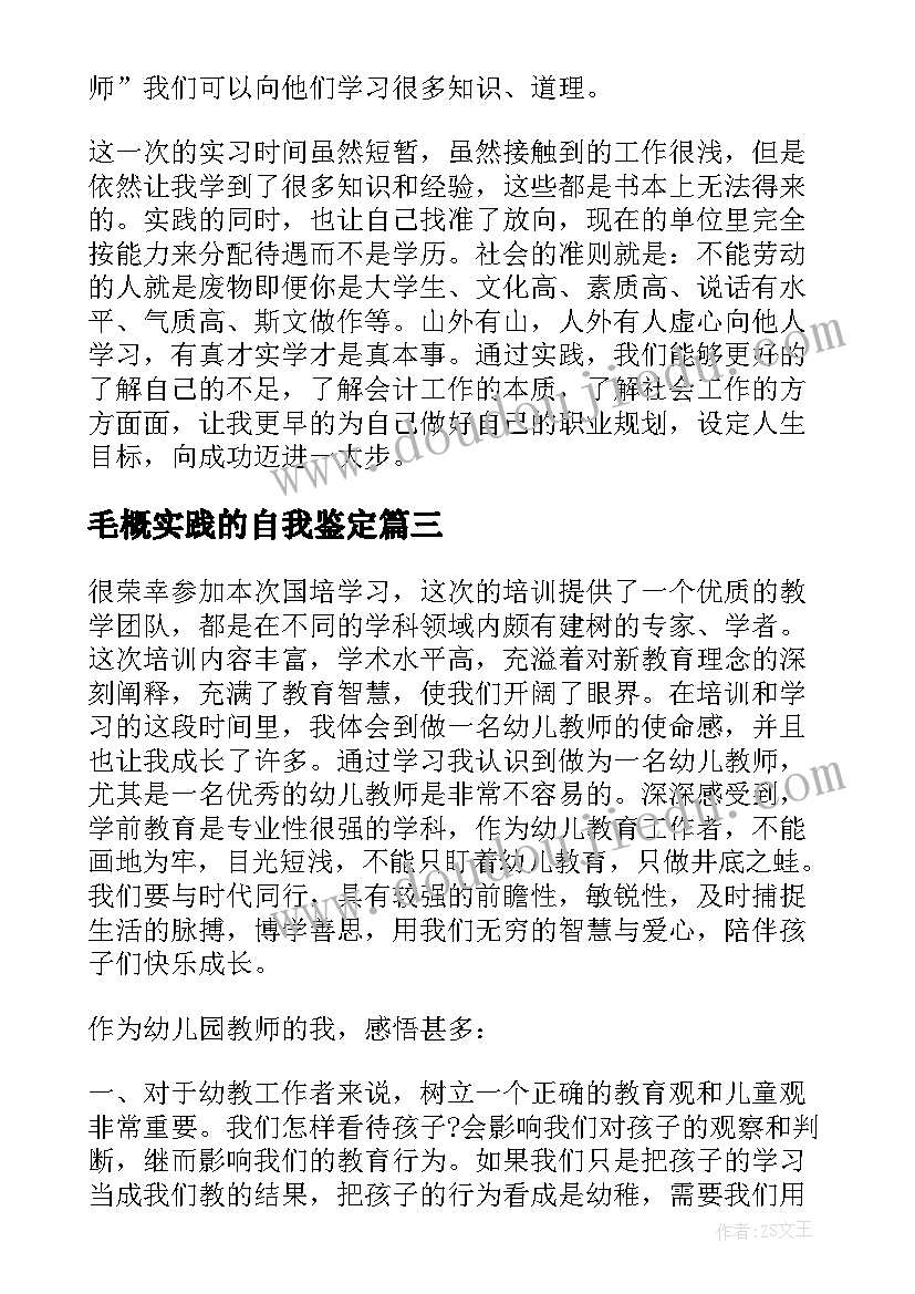 毛概实践的自我鉴定 实践自我鉴定(精选8篇)