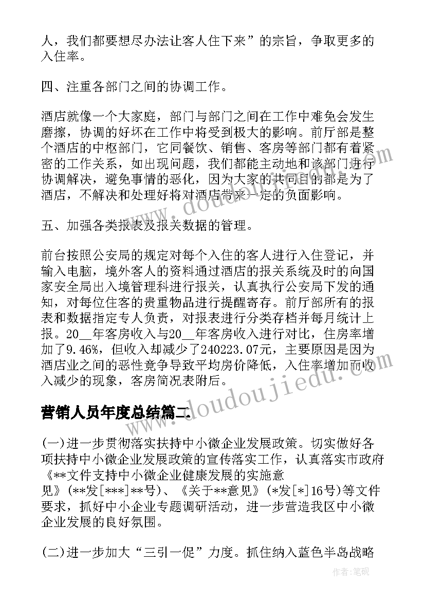 最新营销人员年度总结(大全8篇)