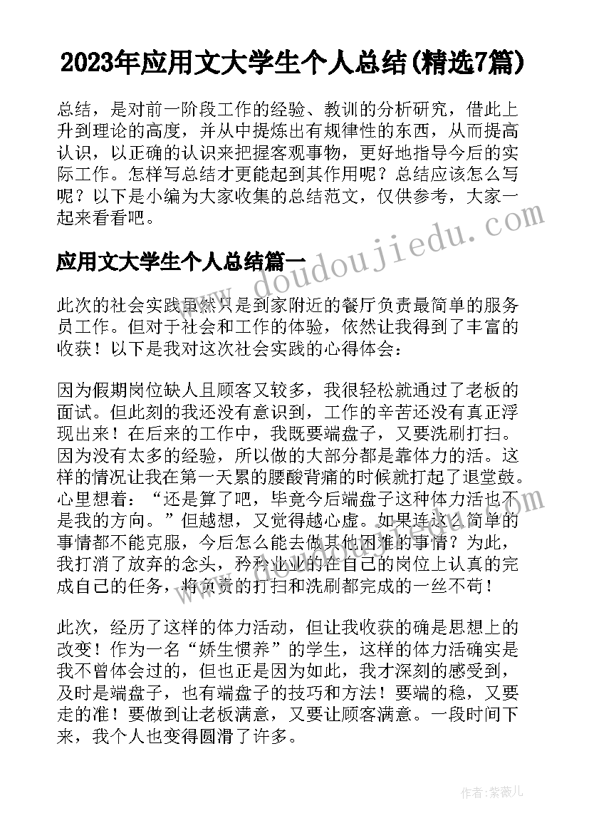 2023年应用文大学生个人总结(精选7篇)