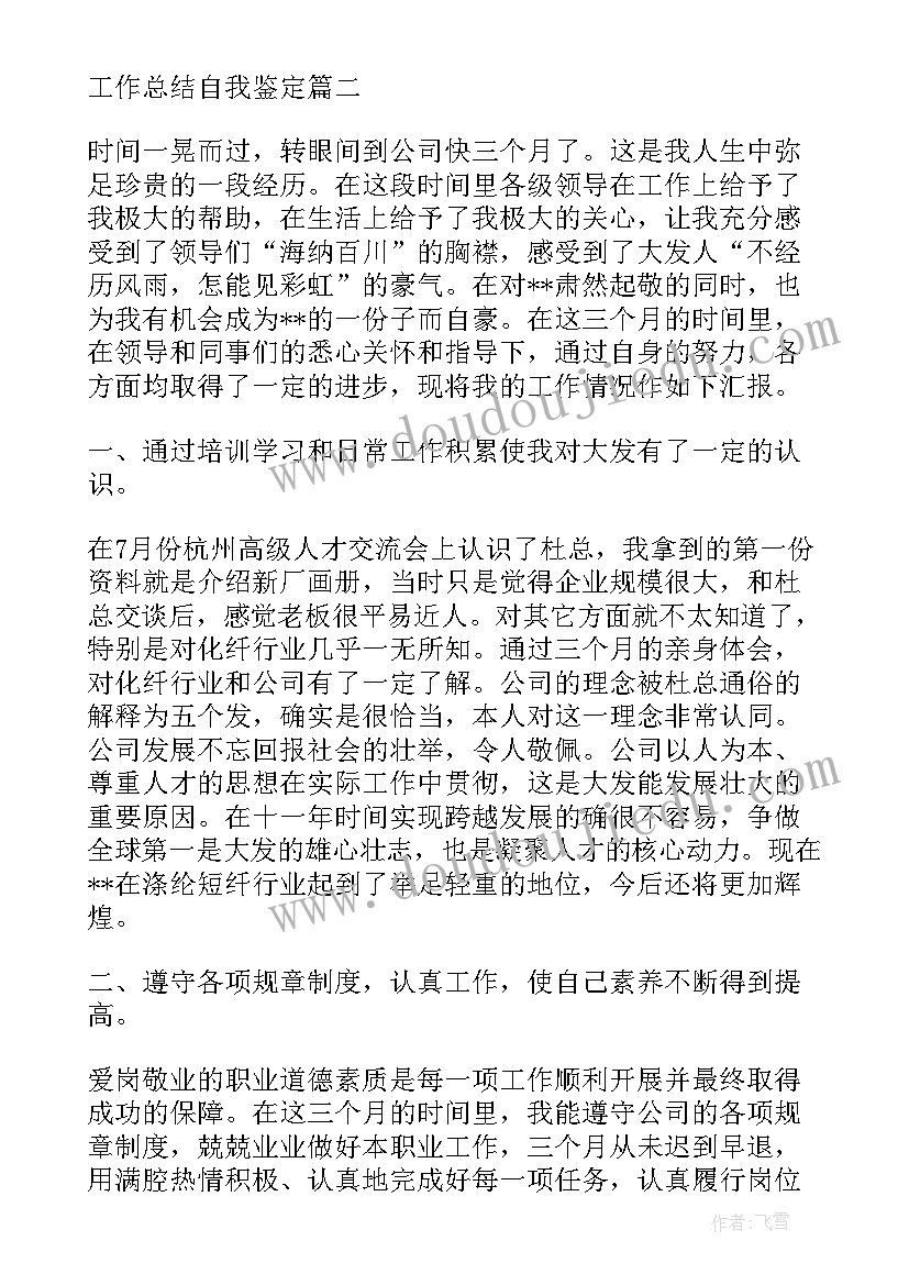 2023年自我工作总结及自我评价(实用10篇)