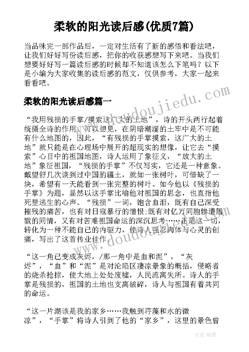 柔软的阳光读后感(优质7篇)