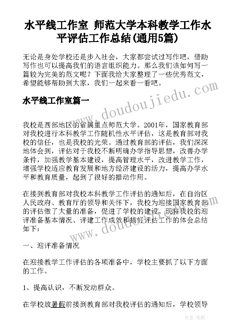 水平线工作室 师范大学本科教学工作水平评估工作总结(通用5篇)