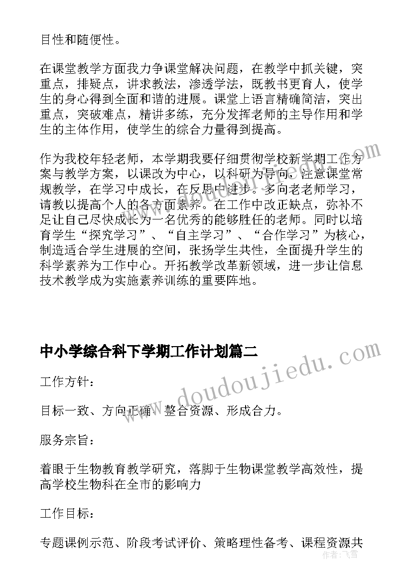 2023年中小学综合科下学期工作计划(大全5篇)