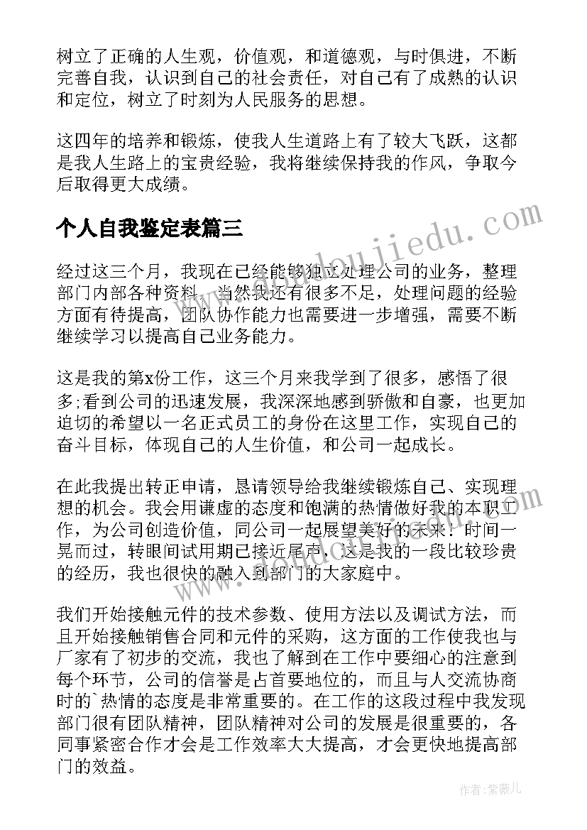 个人自我鉴定表 个人自我鉴定(精选7篇)