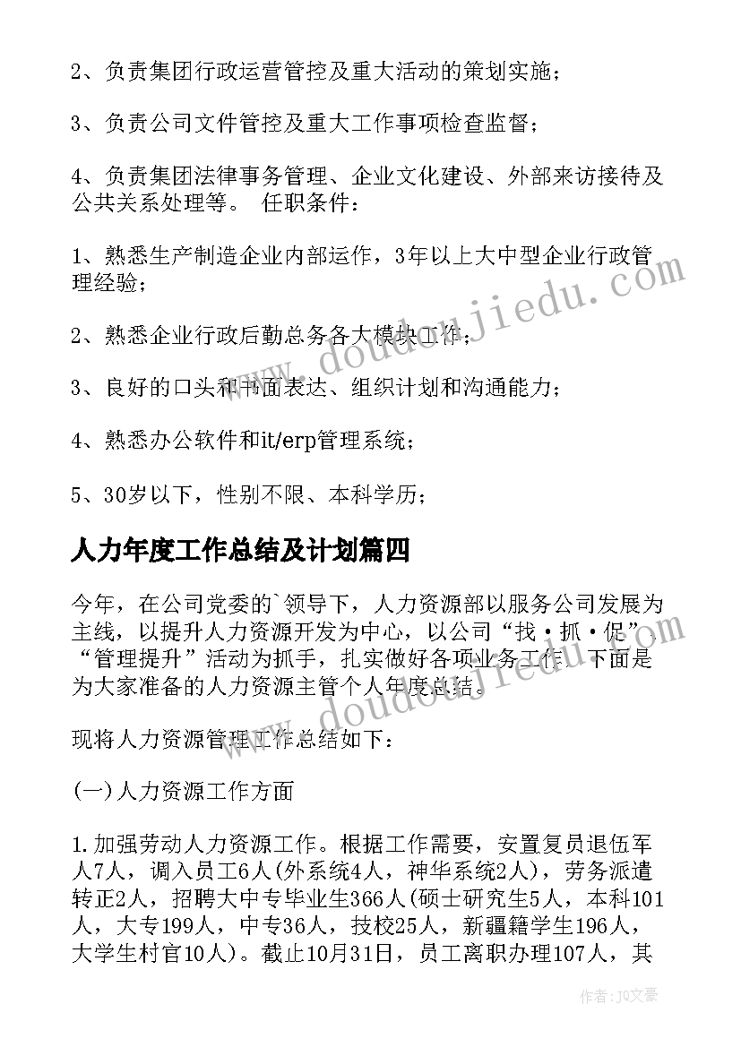 最新人力年度工作总结及计划 人力资源专员工作总结(大全6篇)