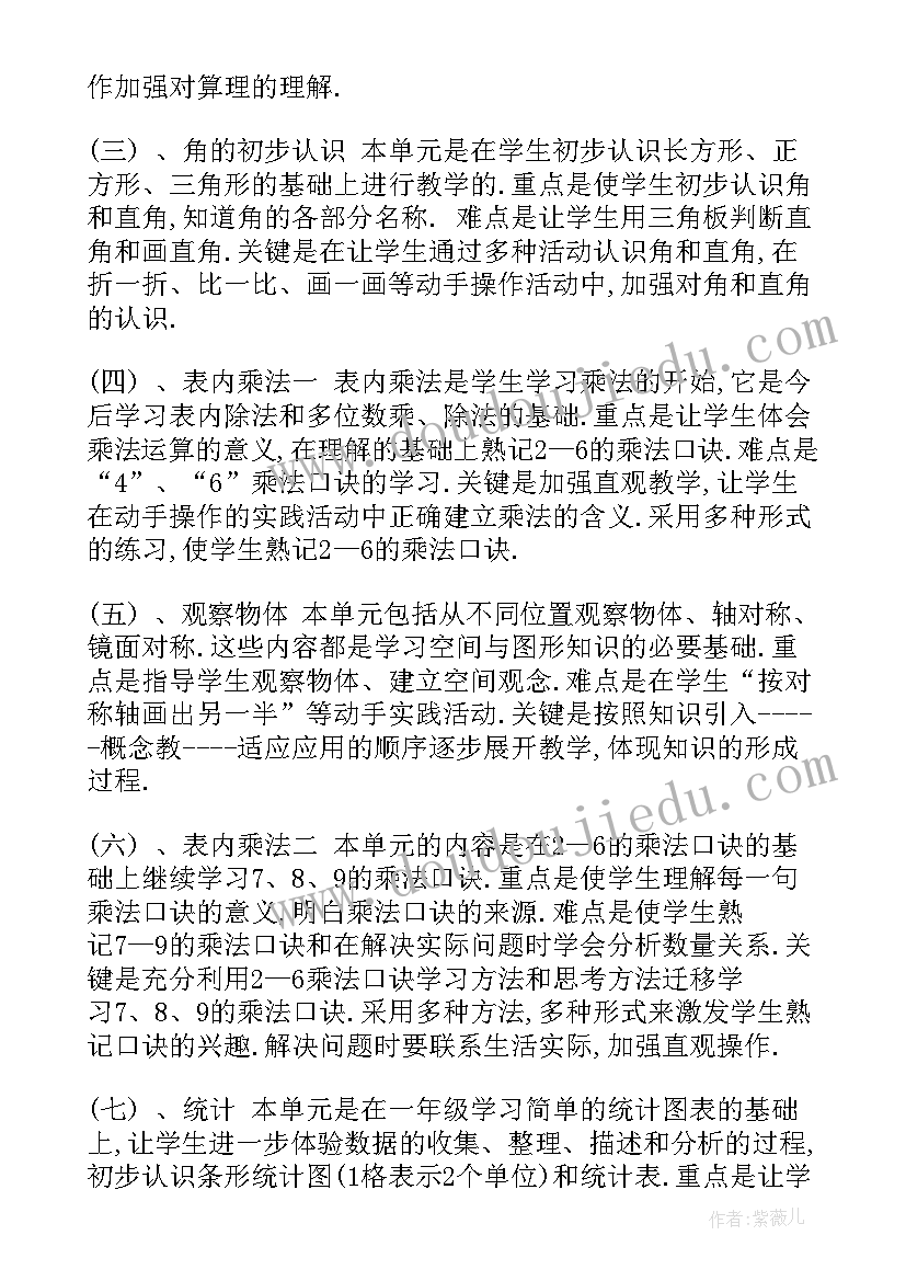 小学二年级数学课时计划 二年级数学教学计划(通用7篇)