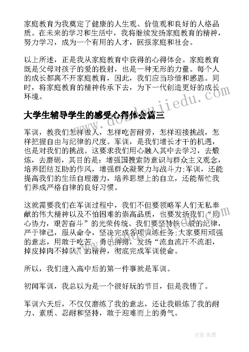 大学生辅导学生的感受心得体会(汇总5篇)