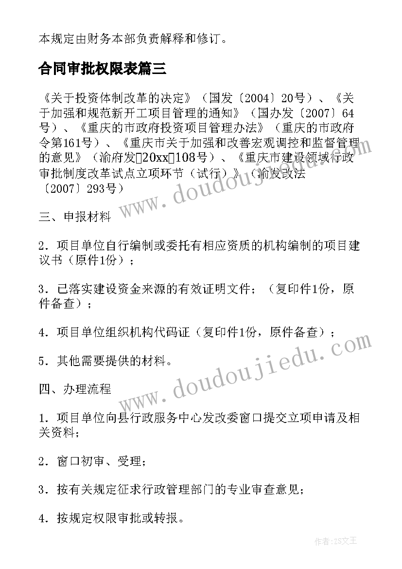 合同审批权限表 采购合同的审批权限(优质5篇)