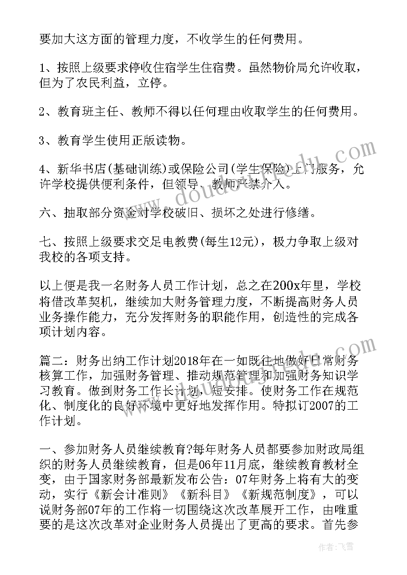 2023年财务出纳工作总结及工作计划(模板5篇)