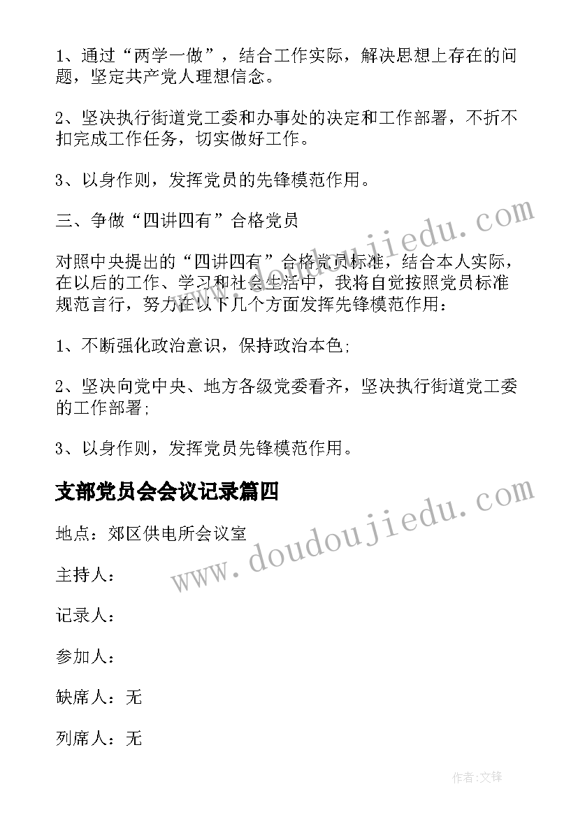 支部党员会会议记录 党员支部委员会会议记录(实用8篇)