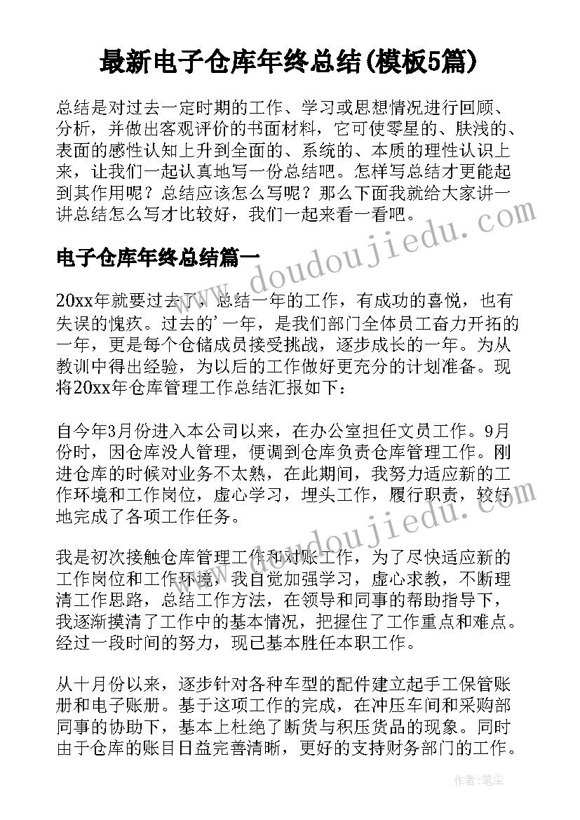 最新电子仓库年终总结(模板5篇)