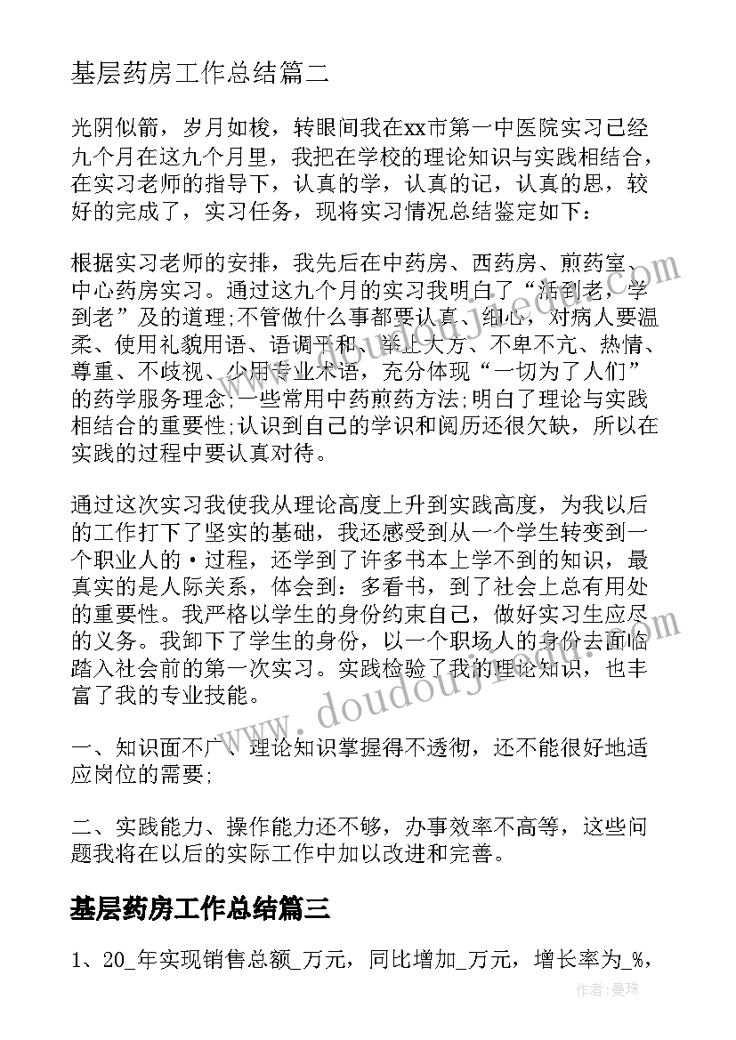 基层药房工作总结(优质7篇)