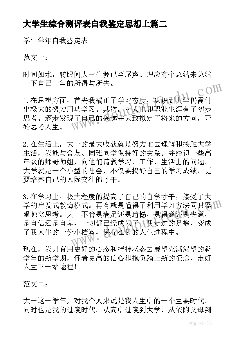 2023年大学生综合测评表自我鉴定思想上 学生综合测评表自我鉴定(精选5篇)