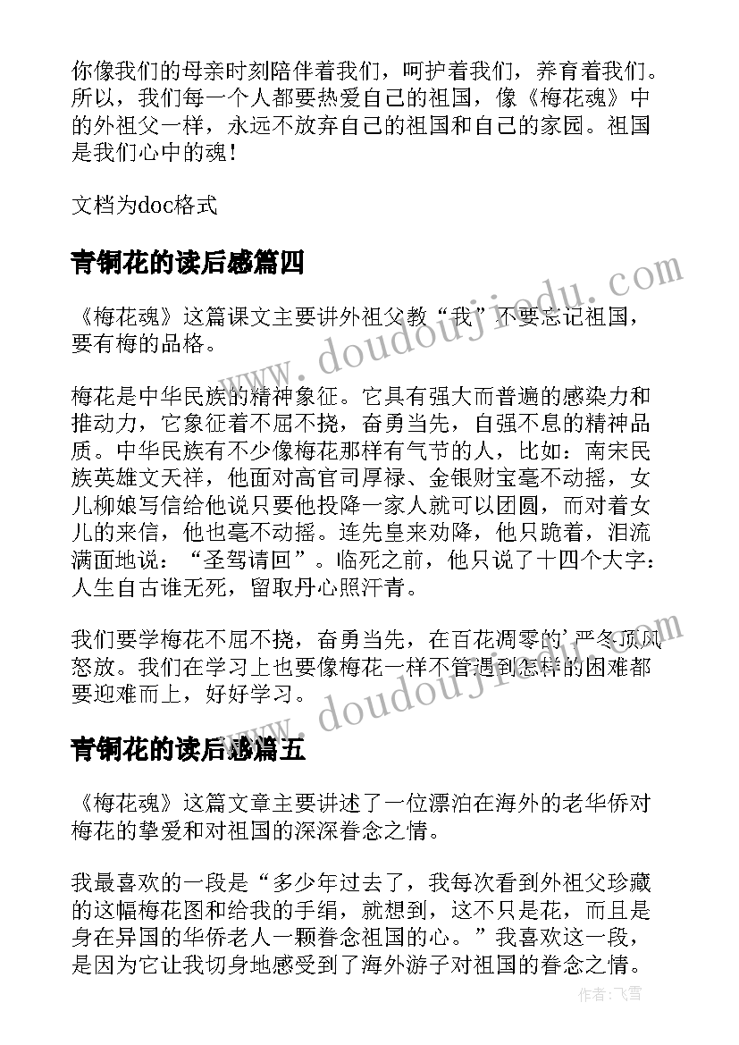 2023年青铜花的读后感 梅花魂读后感(实用5篇)