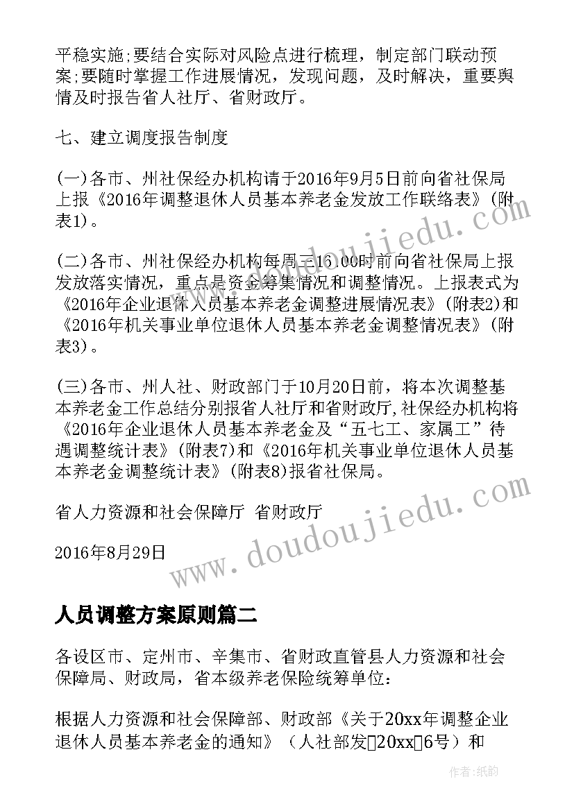 2023年人员调整方案原则(优秀5篇)