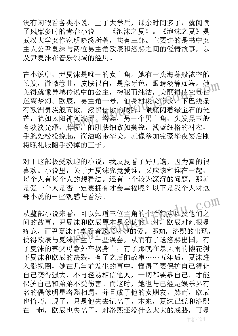 2023年阿布故事海上的泡沫 泡沫之夏读后感(模板5篇)