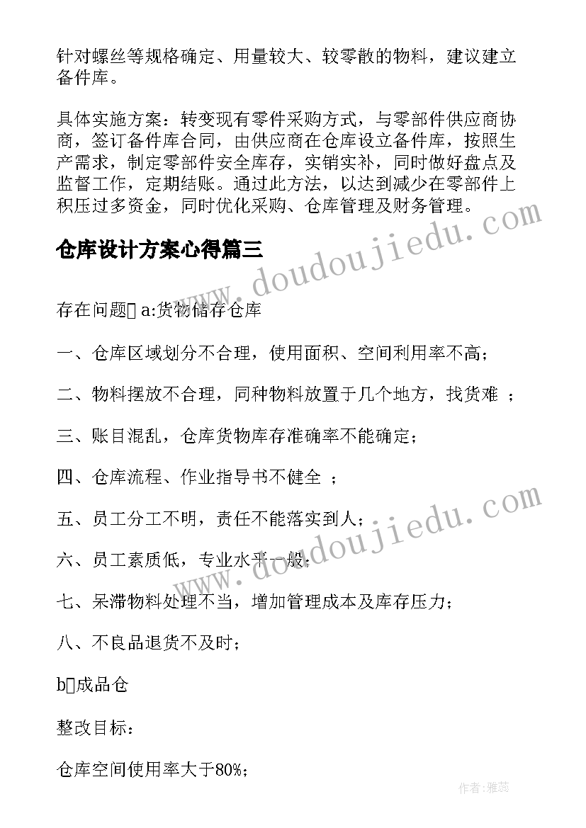 仓库设计方案心得(大全6篇)