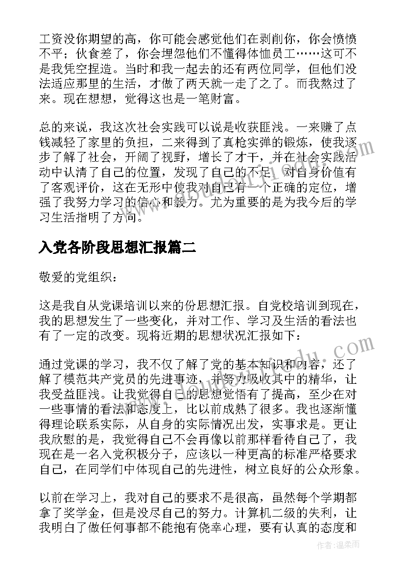 2023年入党各阶段思想汇报(优质8篇)