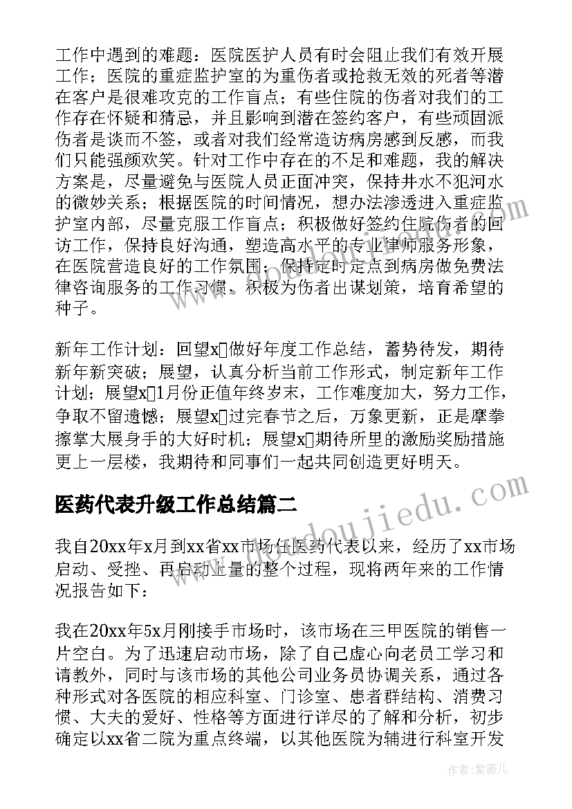 医药代表升级工作总结(模板5篇)