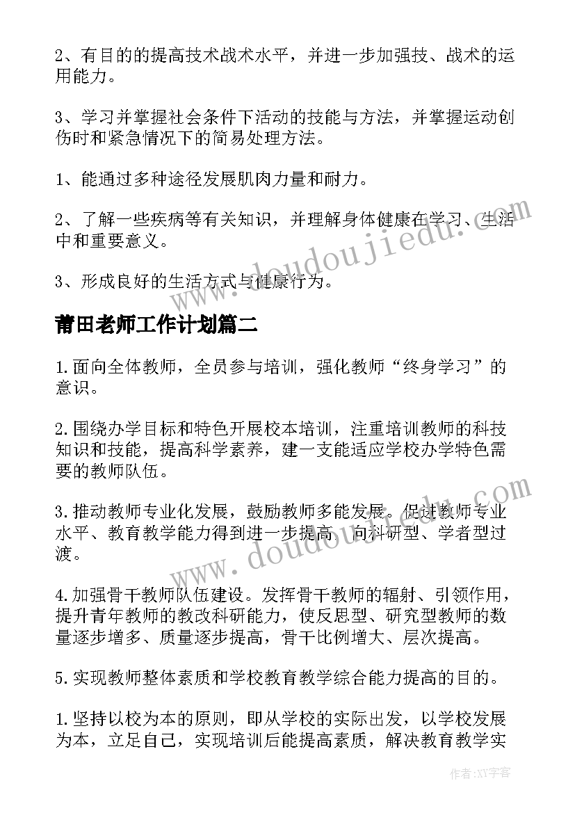 2023年莆田老师工作计划(模板7篇)