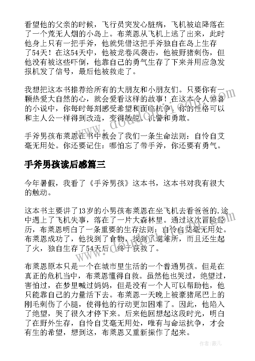 最新手斧男孩读后感(大全8篇)