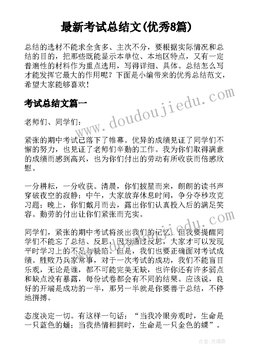 最新考试总结文(优秀8篇)