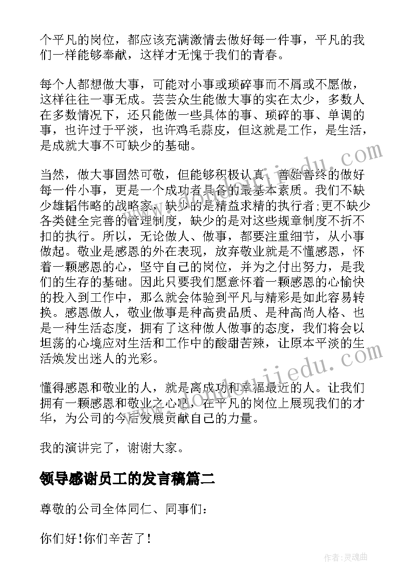 领导感谢员工的发言稿(模板6篇)