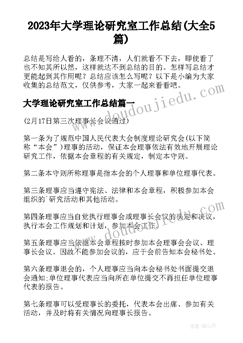 2023年大学理论研究室工作总结(大全5篇)