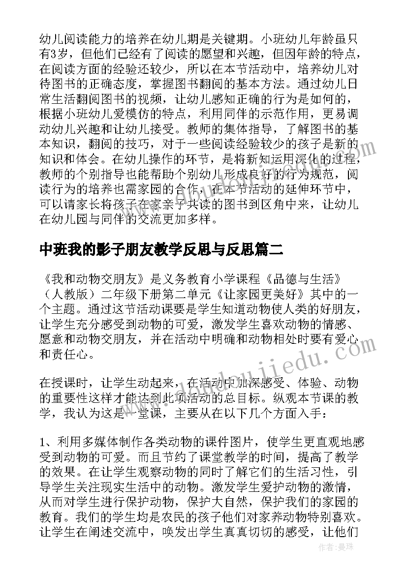 最新中班我的影子朋友教学反思与反思(大全7篇)