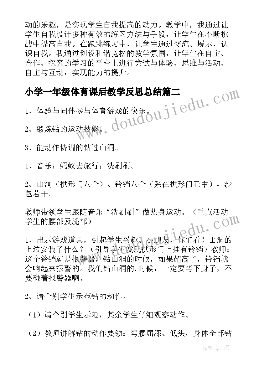 2023年小学一年级体育课后教学反思总结(优质5篇)