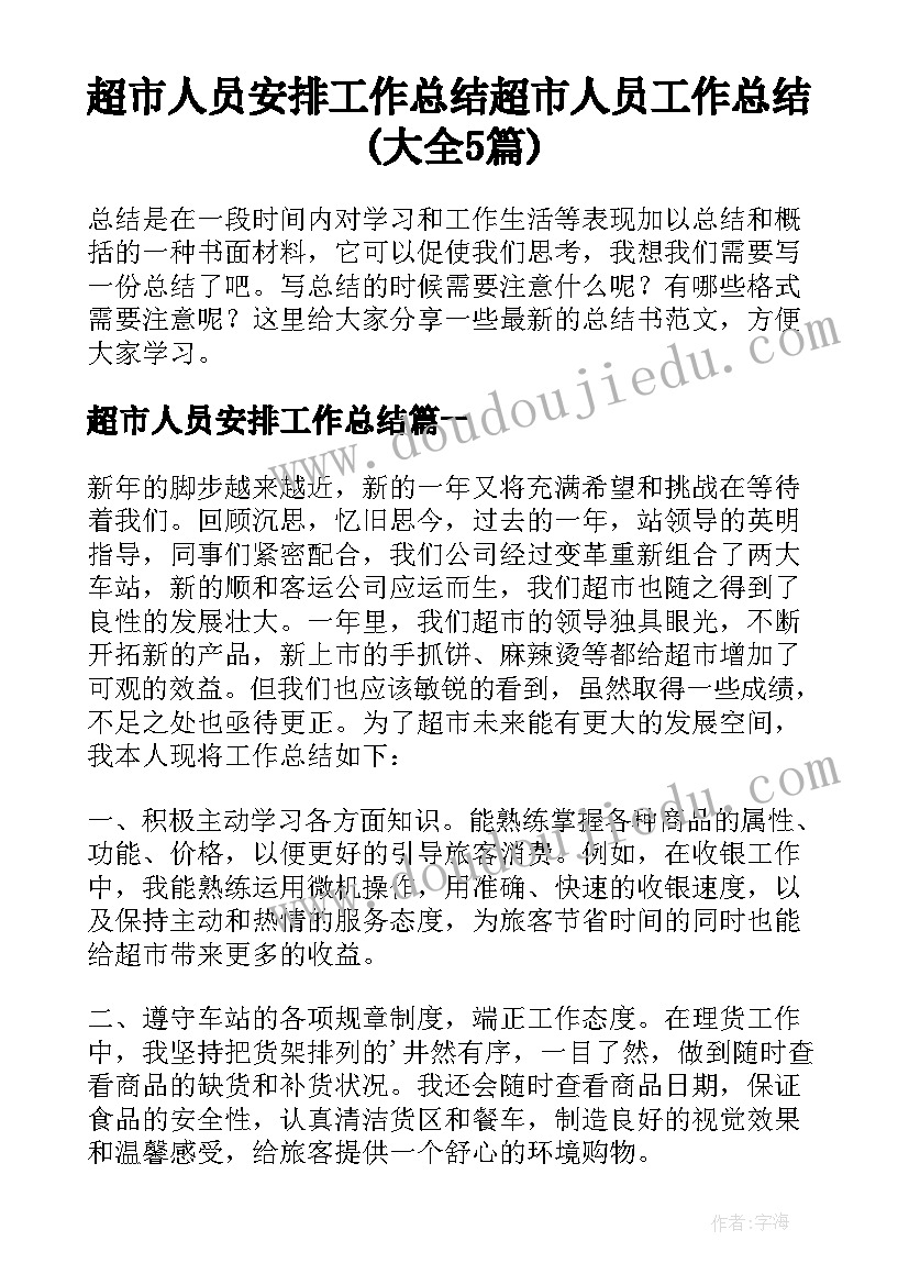 超市人员安排工作总结 超市人员工作总结(大全5篇)