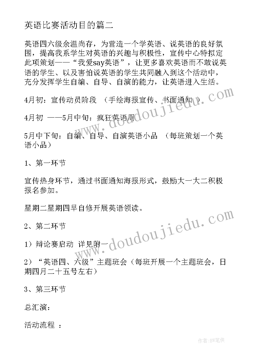 2023年英语比赛活动目的 英语比赛活动心得(模板6篇)