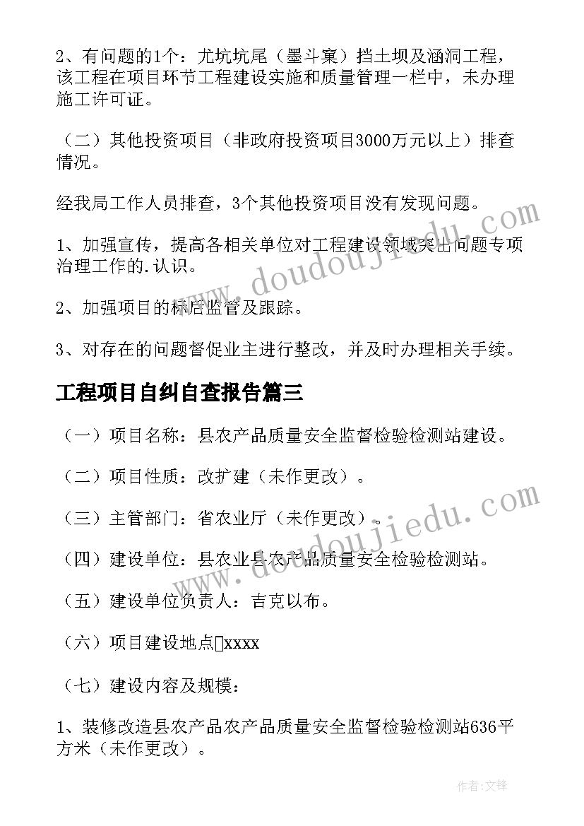 2023年工程项目自纠自查报告 工程项目建设自查报告(大全5篇)