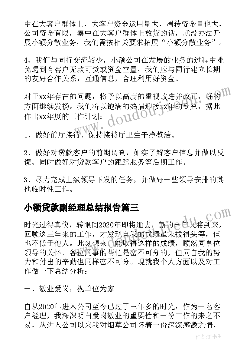 小额贷款副经理总结报告 简单的小额贷款客户经理年度总结(实用5篇)