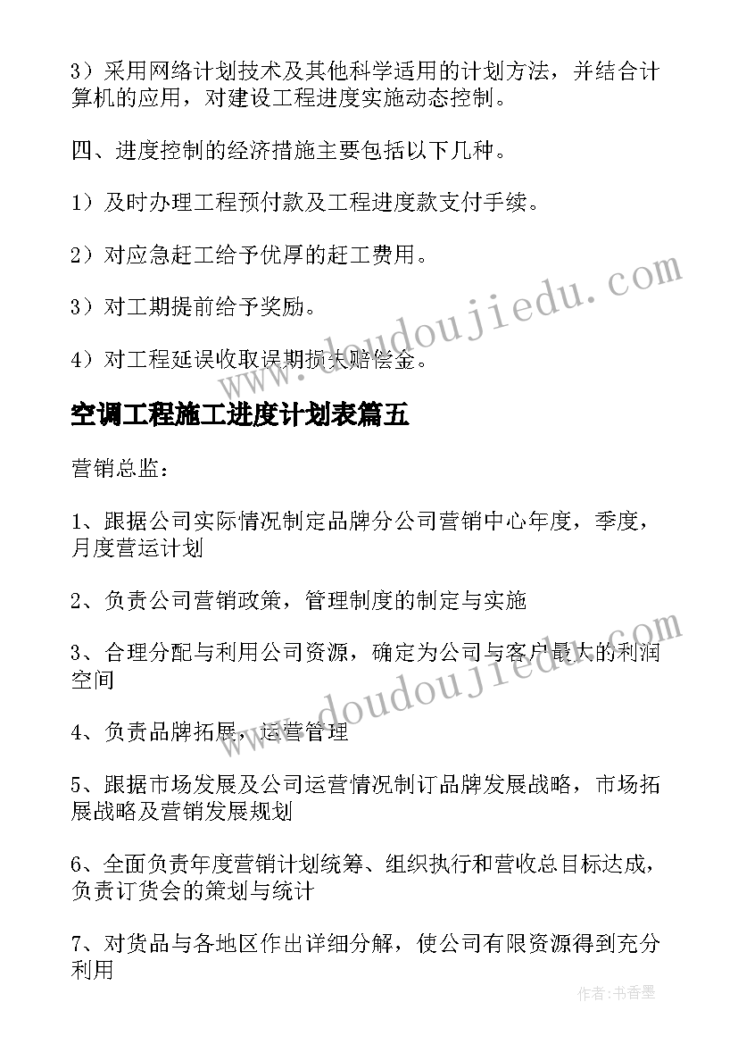 2023年空调工程施工进度计划表(大全5篇)