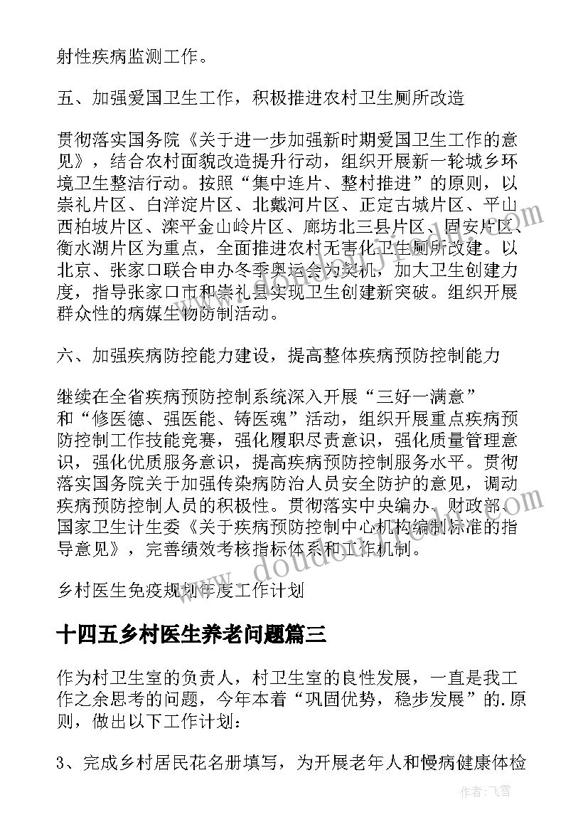 2023年十四五乡村医生养老问题 乡村医生工作计划(大全10篇)