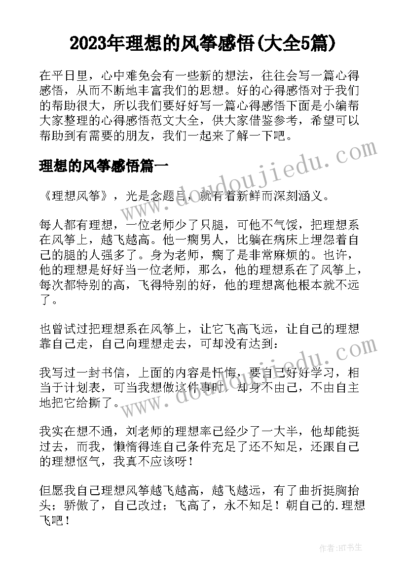 2023年理想的风筝感悟(大全5篇)