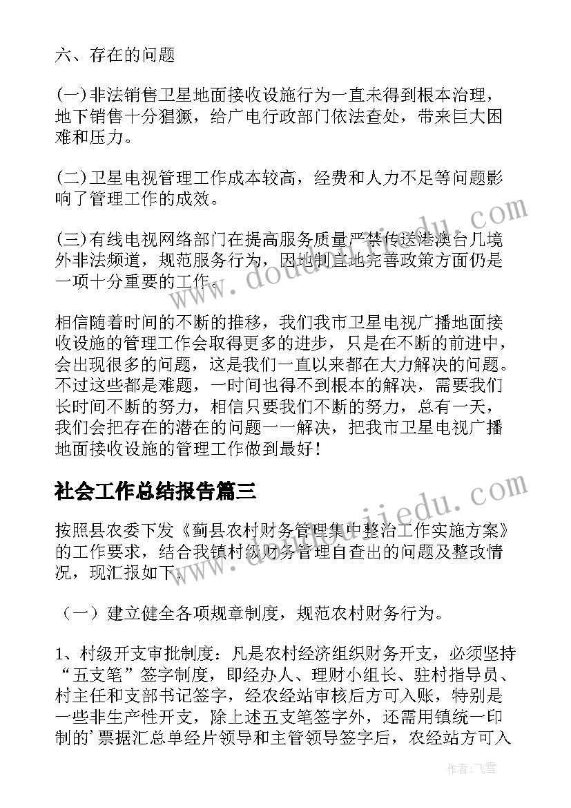 社会工作总结报告(优秀5篇)