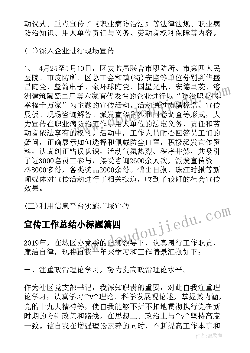 最新宣传工作总结小标题(汇总5篇)