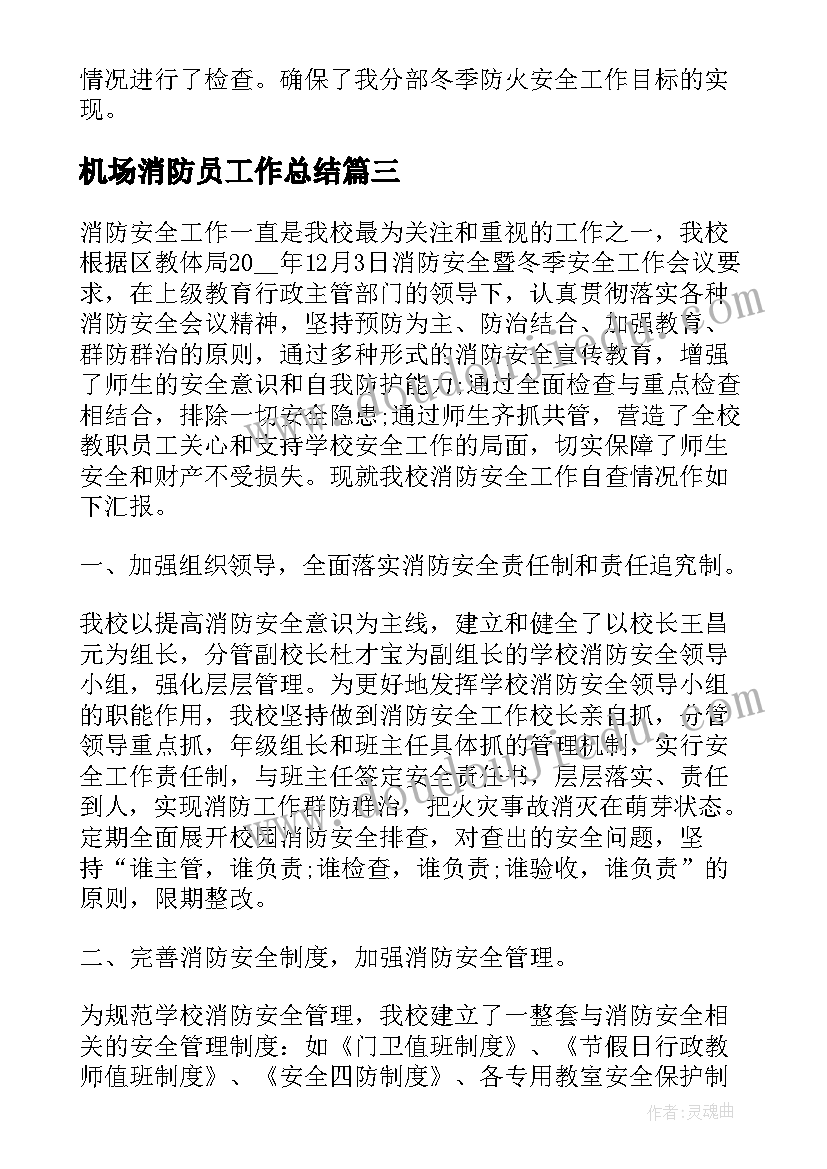 2023年机场消防员工作总结(精选7篇)