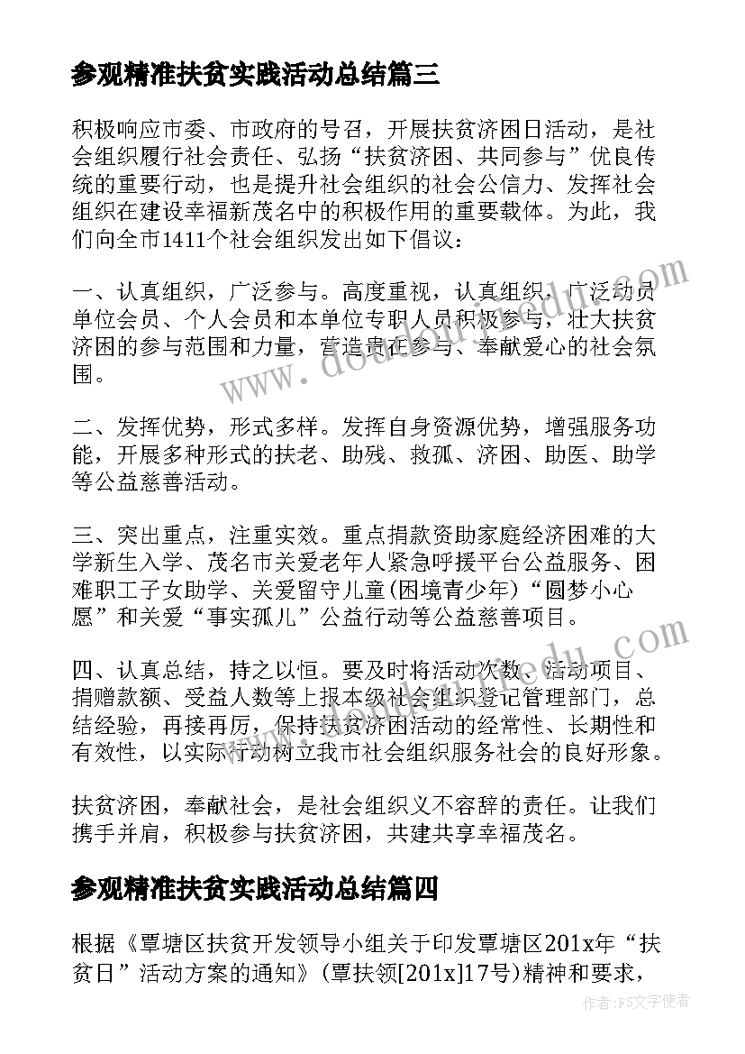 2023年参观精准扶贫实践活动总结(实用10篇)