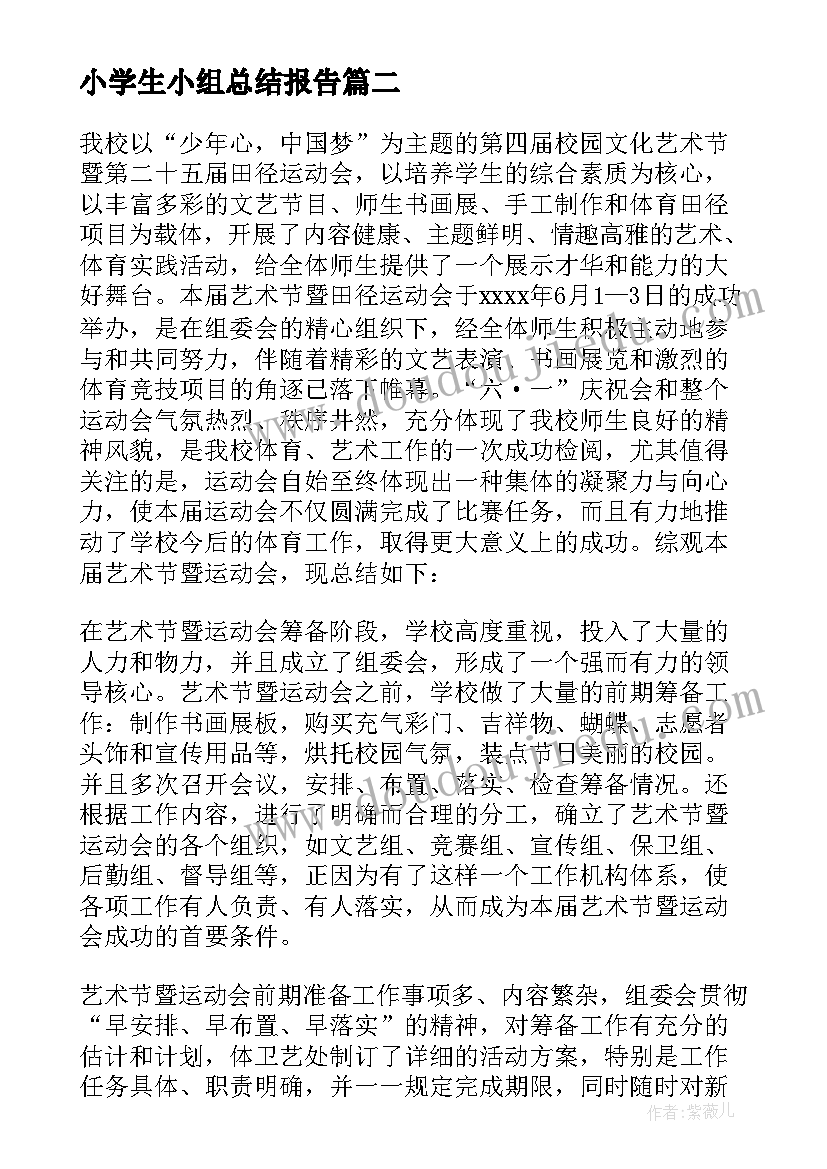 最新小学生小组总结报告(精选5篇)