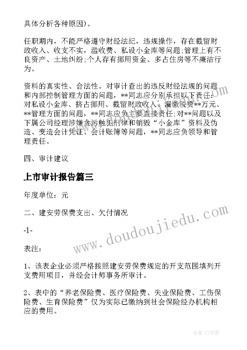 最新上市审计报告 上市公司审计报告的几个问题(模板5篇)