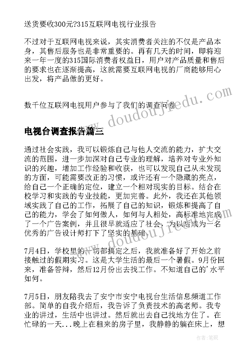 2023年电视台调查报告(大全5篇)